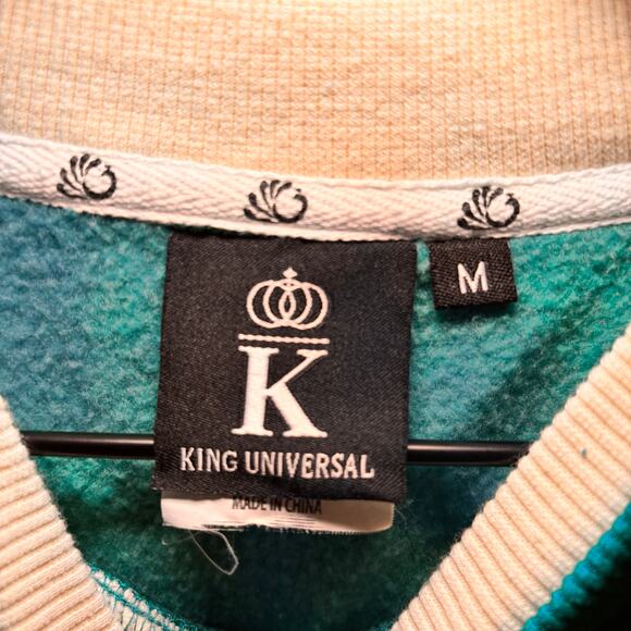 Vintage Teal Peacock Embroidered Sweatshirt Crewneck Pullover Unisex M - Picture 3 of 5